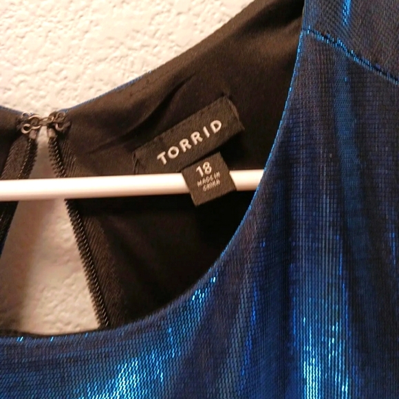 Plus Size 18 Torrid Womens Blue Metallic Skater Dress 👗 - Picture 9 of 9